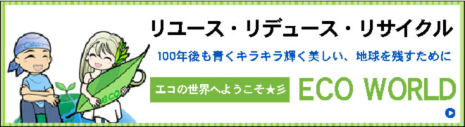 リユース・リデュース・リサイクル １００年後も青くキラキラ輝く美しい、地球を残すために エコの世界へようこそ ECO WORLD